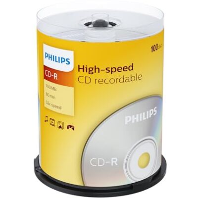 Philips CD-R 80MIN Blank Discs x 100 (700MB 52x Speed) Philips CD-R 80MIN Blank Discs x 100 (700MB 52x Speed)