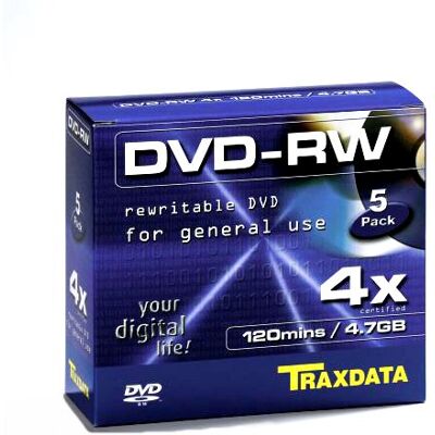 Traxdata DVD-RW 5pk 4.7GB DVD-RW 5pcs Traxdata DVD-RW 5pk 4.7GB DVD-RW 5pcs
