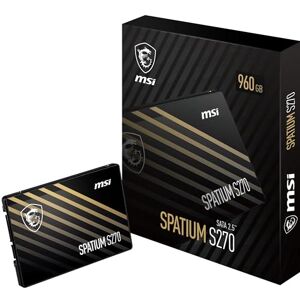 MSI SPATIUM S270 SSD 960GB SATA 3 2.5" Solid State Drive, 500MB/s Read & 450MB/s Write, 3D NAND, Built-In Data Security, Center 5 Year Warranty (500 TBW) MSI SPATIUM S270 SSD 960GB SATA 3 2.5" Solid State Drive, 500MB/s Read & 450MB/s Write, 3D NAND, Built-In Data Security, Center 5 Year Warranty (500 TBW)