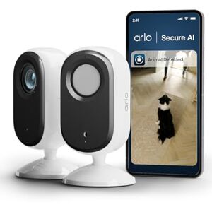 Arlo Essential 3 HD Security Camera Indoor, Wired Home Security Camera with Auto Privacy Lens Cover, Night Vision, Smart Siren, 2 Way Audio & WiFi, Secure Trial Included, 2 Cameras, White Arlo Essential 3 HD Security Camera Indoor, Wired Home Security Camera with Auto Privacy Lens Cover, Night Vision, Smart Siren, 2 Way Audio & WiFi, Secure Trial Included, 2 Cameras, White