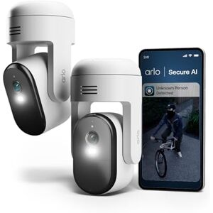 Arlo Essential 3 HD 360º Pan-Tilt-Zoom Video Security Camera Outdoor, Wired Home Camera With Colour Night Vision, Spotlight, Siren, 2 Way Audio, Secure Trial Included, 2 Cameras, White Arlo Essential 3 HD 360º Pan-Tilt-Zoom Video Security Camera Outdoor, Wired Home Camera With Colour Night Vision, Spotlight, Siren, 2 Way Audio, Secure Trial Included, 2 Cameras, White