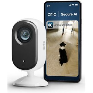 Arlo Essential 2K Indoor Pet Security Camera, Wired Home CCTV Camera Indoor With Night Vision, Siren, 2 Way Audio & WiFi, Secure Free Trial, 1 Camera, with auto privacy lens cover, white Arlo Essential 2K Indoor Pet Security Camera, Wired Home CCTV Camera Indoor With Night Vision, Siren, 2 Way Audio & WiFi, Secure Free Trial, 1 Camera, with auto privacy lens cover, white