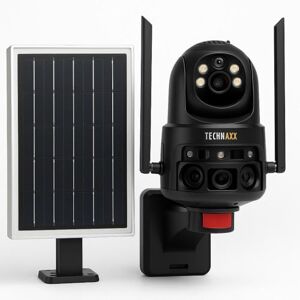 Technaxx 4G Dual Camera Outdoor Security Cam with 8W Solar Panel TX-329-3MP FullHD, 345° Rotation, Night Vision, 8000mAh Battery, PIR Motion Sensor, 2-Way Audio, IP65, 0.4s Trigger Time Technaxx 4G Dual Camera Outdoor Security Cam with 8W Solar Panel TX-329-3MP FullHD, 345° Rotation, Night Vision, 8000mAh Battery, PIR Motion Sensor, 2-Way Audio, IP65, 0.4s Trigger Time