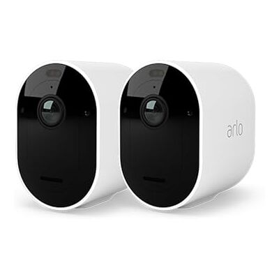 Arlo Pro 4 Security Camera Outdoor, 2K HDR, Wireless CCTV, 6-Month Battery, Colour Night Vision, 2-Way Audio, Built-in Siren, No Hub Needed, 2 Cam Kit, Free Trial of Secure Plan, White Arlo Pro 4 Security Camera Outdoor, 2K HDR, Wireless CCTV, 6-Month Battery, Colour Night Vision, 2-Way Audio, Built-in Siren, No Hub Needed, 2 Cam Kit, Free Trial of Secure Plan, White
