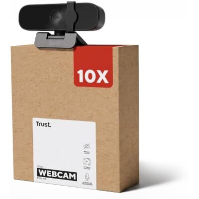 Trust 10 Pack Oran 1080p Webcam for PC Full HD with Privacy Cover, Black 30 FPS, with Microphone, Universal Stand, for Laptop Desktop Mac Windows, Pack of 10 Trust 10 Pack Oran 1080p Webcam for PC Full HD with Privacy Cover, Black 30 FPS, with Microphone, Universal Stand, for Laptop Desktop Mac Windows, Pack of 10