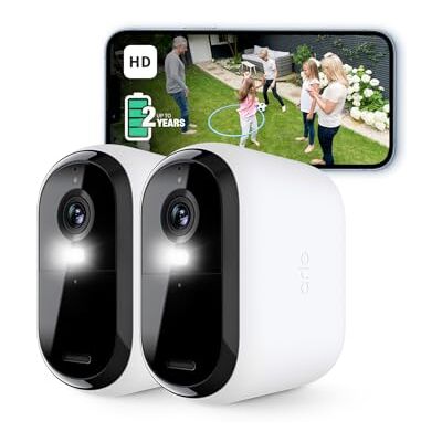Arlo Essential 2 HD XL Video Security Camera Outdoor Wireless, XL Battery Operated Home Camera With Colour Night Vision, Light, Siren, 2 Way Audio & WiFi, Secure Free Trial, 2 Cameras, White Arlo Essential 2 HD XL Video Security Camera Outdoor Wireless, XL Battery Operated Home Camera With Colour Night Vision, Light, Siren, 2 Way Audio & WiFi, Secure Free Trial, 2 Cameras, White