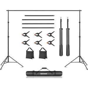 NEEWER Backdrop Stand 10ft x 7ft, Adjustable Photo Studio Backdrop Support System for Wedding Parties Background Portrait Photography with 4 Crossbars, 6 Clamps, 2 Black Sandbags and Carrying Bag NEEWER Backdrop Stand 10ft x 7ft, Adjustable Photo Studio Backdrop Support System for Wedding Parties Background Portrait Photography with 4 Crossbars, 6 Clamps, 2 Black Sandbags and Carrying Bag