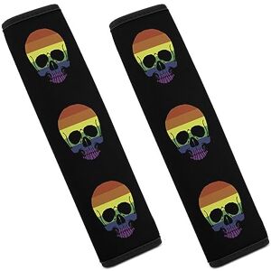 Axedenrrt3 Gay Pride Skull Rainbow Flag Comfortable Car Seat Belt Covers Pads for Shoulder Bag Camera Soft Accessories Unisex 2PCS