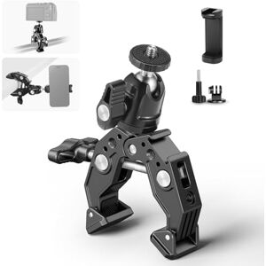 NEEWER Super Clamp with Ballhead, Cold Shoe, Holder and Action Mount Adapter for Flat/Round Surface Compatible with GoPro DJI 15 Pro Max, ST87 NEEWER Super Clamp with Ballhead, Cold Shoe, Holder and Action Mount Adapter for Flat/Round Surface Compatible with GoPro DJI 15 Pro Max, ST87