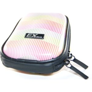 Ex-Pro&#174; Expression Collection - Rainbow Lines White - Hard Clam Shock proof Digital Camera Case Bag CR5043C for Canon Powershot / Ixus 30, 40, 50, 55, 60, 65, 70, 75, 80 IS, 85 IS, 90 IS, 95 IS, 100 IS, 105, 107, 110 IS, 120 IS, 130, 200 IS, 210, 300