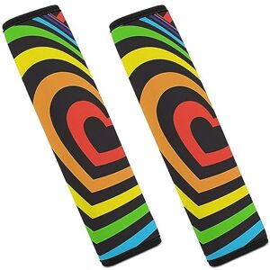 Axedenrrt3 Rainbow Heart Comfortable Car Seat Belt Covers Pads for Shoulder Bag Camera Soft Accessories Unisex 2PCS