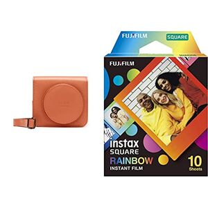 Instax SQ1 Camera Case - Terracotta Orange & SQUARE instant film Rainbow border, 10 shot pack, suitable for all SQUARE cameras and printers