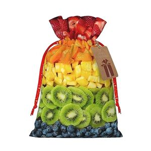MQGMZ Fruit Rainbow Print Christmas Wrapper Gift Bags With Drawstring Candy Pouch Xmas Party Favor Supplies