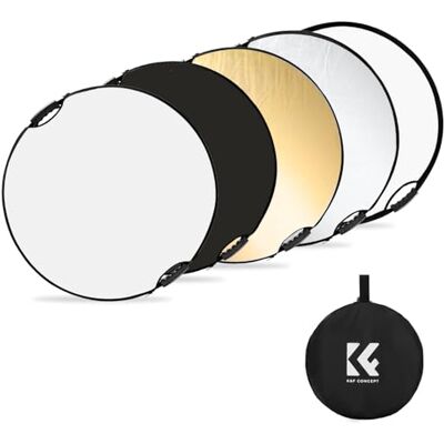 K&F CONCEPT 32"/80CM 5-in-1 Collapsible Light Reflector with Hand Grip Collapsible Portable Multi Disc with Bag, for Studio and Outdoor Lighting Gold Silver White Black Translucent LE05 K&F CONCEPT 32"/80CM 5-in-1 Collapsible Light Reflector with Hand Grip Collapsible Portable Multi Disc with Bag, for Studio and Outdoor Lighting Gold Silver White Black Translucent LE05