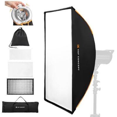 K&F CONCEPT 60×90cm Quick Fold Bowens Mount Rectangular Softbox Soft Box with Honeycomb Grid, Double Diffusers & Grid Storage Bag, for Studio Flash Portrait & Product Photography LJ01 K&F CONCEPT 60×90cm Quick Fold Bowens Mount Rectangular Softbox Soft Box with Honeycomb Grid, Double Diffusers & Grid Storage Bag, for Studio Flash Portrait & Product Photography LJ01