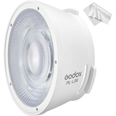 GODOX ML-L36 36° Lens Reflector for Mount LED Video Lights, Medium Beam Angle Reflector for ML100Bi ML100R ML60IIBi ML80Bi ML150BI ML60Bi ML30, Precision Lighting Modifier GODOX ML-L36 36° Lens Reflector for Mount LED Video Lights, Medium Beam Angle Reflector for ML100Bi ML100R ML60IIBi ML80Bi ML150BI ML60Bi ML30, Precision Lighting Modifier