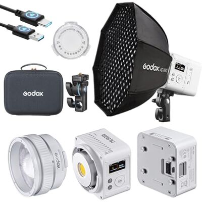 GODOX ML80BI 100W LED Bi-Color Video Lighting Kit 2800K-6500K CRI96+/TLCI96+,29600 Lux,APP Control,ML-Z Zoom Lens Reflector,ML-BA 6600mAh Battery,AD-S60S Softbox Kit GODOX ML80BI 100W LED Bi-Color Video Lighting Kit 2800K-6500K CRI96+/TLCI96+,29600 Lux,APP Control,ML-Z Zoom Lens Reflector,ML-BA 6600mAh Battery,AD-S60S Softbox Kit