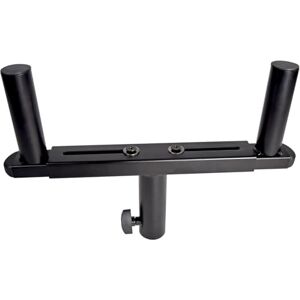 QTX Adjustable 35mm T-Bar Double Speaker Stand Adapter with 490mm Max Spread and 20kg Load Capacity Per Mount Durable Steel Construction, Black Finish QTX Adjustable 35mm T-Bar Double Speaker Stand Adapter with 490mm Max Spread and 20kg Load Capacity Per Mount Durable Steel Construction, Black Finish