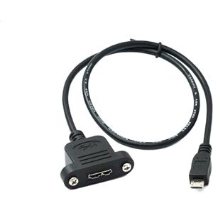 SYSTEM-S USB 3.0 Cable 50cm Micro B Female to 2.0 Male Panel Mount Screw Adapter SYSTEM-S USB 3.0 Cable 50cm Micro B Female to 2.0 Male Panel Mount Screw Adapter