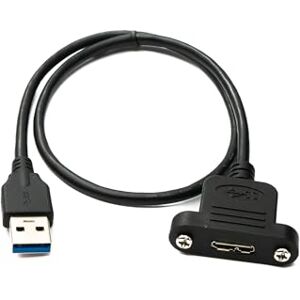 SYSTEM-S USB 3.0 Computer Cable 50cm Micro B Female to 3.0 Type A Male Panel Mount Screw Adapter 5Gbps 100W SYSTEM-S USB 3.0 Computer Cable 50cm Micro B Female to 3.0 Type A Male Panel Mount Screw Adapter 5Gbps 100W