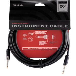 Waves D’Addario Accessories American Stage Guitar Cable Premium Instrument Cable with ¼ Inch Ends Guitar Cord Made in the USA Straight Ends 20 feet Waves D’Addario Accessories American Stage Guitar Cable Premium Instrument Cable with ¼ Inch Ends Guitar Cord Made in the USA Straight Ends 20 feet