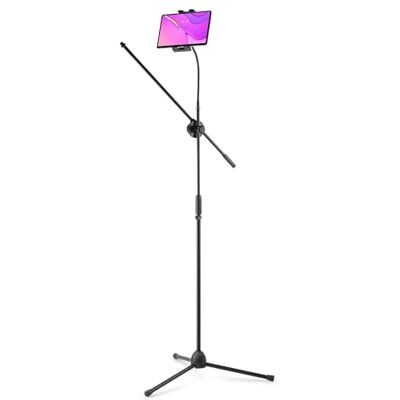VONYX MS10TH Microphone Stand with Adjustable Boom Arm & Tablet Holder, Foldable Tripod Tablet Stand, Height-Adjustable Mic Stand for Musicians, Performers & Speakers VONYX MS10TH Microphone Stand with Adjustable Boom Arm & Tablet Holder, Foldable Tripod Tablet Stand, Height-Adjustable Mic Stand for Musicians, Performers & Speakers