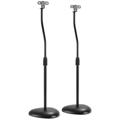 Audizio HTS12 Universal Surround Sound Speaker Stands Pair Adjustable Height Floor Speaker Mounts with Weighted Base, Cable Management, Spikes & Rubber Pads for Home Theatre, Black Audizio HTS12 Universal Surround Sound Speaker Stands Pair Adjustable Height Floor Speaker Mounts with Weighted Base, Cable Management, Spikes & Rubber Pads for Home Theatre, Black