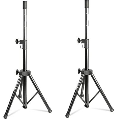 VONYX Pair of Tripod Speaker Stands, Foldable, Adjustable, 69-115cm Safety pin, 35mm pole, anti-slip feet, 20kg max load each VONYX Pair of Tripod Speaker Stands, Foldable, Adjustable, 69-115cm Safety pin, 35mm pole, anti-slip feet, 20kg max load each