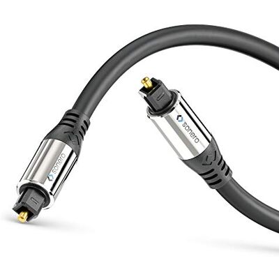 Sonero ® Premium Optical Toslink Cable 20.0 m Gold-Plated Contacts Black Sonero ® Premium Optical Toslink Cable 20.0 m Gold-Plated Contacts Black