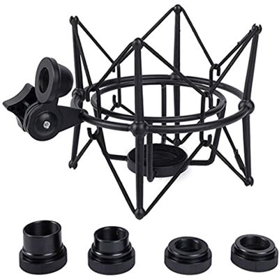 Quystetes Microphone Shock Mount Adjustable Mount Recording Mic Stand Metal Bracket Pod Microphone Stand (Black) Quystetes Microphone Shock Mount Adjustable Mount Recording Mic Stand Metal Bracket Pod Microphone Stand (Black)