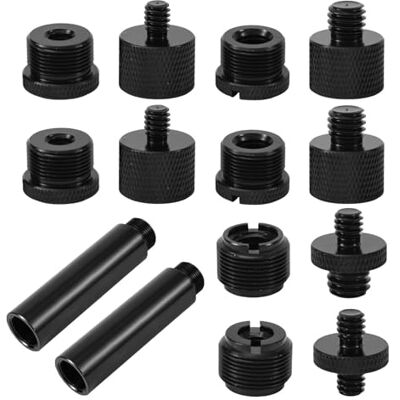 Qusinfc 14 Piece Strong Metal Microphone Mount Adapter Set Mic Stand Thread Adapter for Secure Connection to Tripods & Stands Portable Sound Adapters Qusinfc 14 Piece Strong Metal Microphone Mount Adapter Set Mic Stand Thread Adapter for Secure Connection to Tripods & Stands Portable Sound Adapters