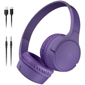 Belkin SoundForm Mini Kids Wireless Headphones with Built-In Microphone, 30H of Playback Time, & Fun Stickers Over-Ear Headsets for Online Learning, School, Travel, iPhone, iPad, Galaxy Purple Belkin SoundForm Mini Kids Wireless Headphones with Built-In Microphone, 30H of Playback Time, & Fun Stickers Over-Ear Headsets for Online Learning, School, Travel, iPhone, iPad, Galaxy Purple