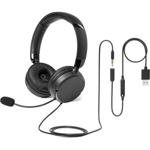 Amazon Basics On Ear Wired Computer Headset with Adjustable Microphone, 3.5mm Port or in Line Control with USB-A Port, Foldable, Small/Medium Size, Black Amazon Basics On Ear Wired Computer Headset with Adjustable Microphone, 3.5mm Port or in Line Control with USB-A Port, Foldable, Small/Medium Size, Black