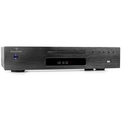 AUNA AV2-CD509 HiFi CD Player USB, Digital/Analogue Outputs, 40 Presets, Brushed Stainless Steel, LCD, Remote Control, Black AUNA AV2-CD509 HiFi CD Player USB, Digital/Analogue Outputs, 40 Presets, Brushed Stainless Steel, LCD, Remote Control, Black