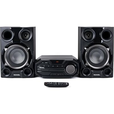 Roxel Roar CD Player Mini Hi-Fi System, 100W Speakers, BT Streaming, USB MP3 Playback, FM Radio, CD/CD-R/RW Compatible, AUX-In, Headphone Socket, Remote Control, Carbon & Silver Finish (RCD-660) Roxel Roar CD Player Mini Hi-Fi System, 100W Speakers, BT Streaming, USB MP3 Playback, FM Radio, CD/CD-R/RW Compatible, AUX-In, Headphone Socket, Remote Control, Carbon & Silver Finish (RCD-660)