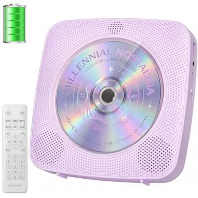 Gueray CD Player Portable with Bluetooth Speakers & 1800mAh Battery Purple CD Players for Home with Remote Control Removable Dust Cover Wall Mounted CD-Player Supports FM Radio USB AUX Function Gueray CD Player Portable with Bluetooth Speakers & 1800mAh Battery Purple CD Players for Home with Remote Control Removable Dust Cover Wall Mounted CD-Player Supports FM Radio USB AUX Function