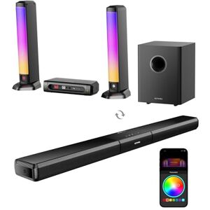 ULTIMEA 5.1ch Sound Bar w/Dolby Atmos, Surround Sound System Soundbar for Smart TV with Subwoofer, Detachable PC Soundbar with RGB Light, App Control, 320W Peak Power, HDMI eARC/OPT/AUX/BT, Apollo S80 ULTIMEA 5.1ch Sound Bar w/Dolby Atmos, Surround Sound System Soundbar for Smart TV with Subwoofer, Detachable PC Soundbar with RGB Light, App Control, 320W Peak Power, HDMI eARC/OPT/AUX/BT, Apollo S80