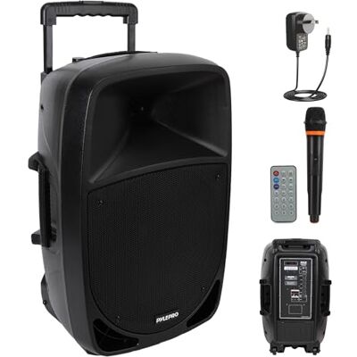 Pyle PSBT125A Portable Bluetooth Karaoke Speaker - 1200W with Wireless Microphone Pyle PSBT125A Portable Bluetooth Karaoke Speaker - 1200W with Wireless Microphone