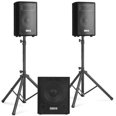 VONYX VX1015BT 2.1 Active Speaker Kit, 15-Inch Subwoofer, Bluetooth Portable design, intuitive controls, multiple inputs, novice & pro use VONYX VX1015BT 2.1 Active Speaker Kit, 15-Inch Subwoofer, Bluetooth Portable design, intuitive controls, multiple inputs, novice & pro use