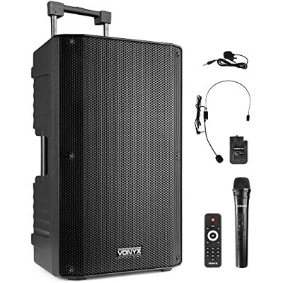 VONYX VSA500BP 12-Inch Portable PA System with Wireless Mic & Headset Battery-Powered Portable PA Speaker Versatile Sound System for Events, Presentations, Performances, and Outdoor Activities VONYX VSA500BP 12-Inch Portable PA System with Wireless Mic & Headset Battery-Powered Portable PA Speaker Versatile Sound System for Events, Presentations, Performances, and Outdoor Activities