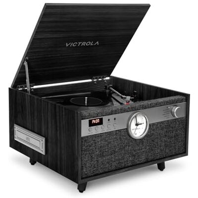 Victrola Century Signature+ – 6-in-1 Vinyl Record Player & Music Centre 3-Speed Turntable, CD & Cassette, VINYLSTREAM, Bluetooth & 3.5mm Aux, Record Player with Speakers and Clock (Black) Victrola Century Signature+ – 6-in-1 Vinyl Record Player & Music Centre 3-Speed Turntable, CD & Cassette, VINYLSTREAM, Bluetooth & 3.5mm Aux, Record Player with Speakers and Clock (Black)