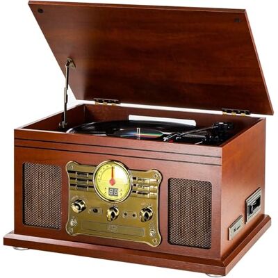 Mersoco 10-in-1 Bluetooth Record Player Multifunctional 3-Speed Turntable for Vinyl Record with Stereo Speaker,LP Vinyl to MP3 Converter with CD, Cassette Player,FM Radio,Wireless Music Streaming Mahogany Mersoco 10-in-1 Bluetooth Record Player Multifunctional 3-Speed Turntable for Vinyl Record with Stereo Speaker,LP Vinyl to MP3 Converter with CD, Cassette Player,FM Radio,Wireless Music Streaming Mahogany