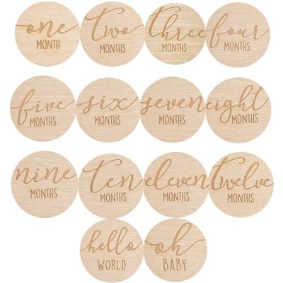 Pearhead Wooden Monthly Milestone Photo Cards, Baby Announcement Cards, Pregnancy Journey Milestone Markers, 7 Double Sided Photo Prop Milestone Discs, Light Wood Pearhead Wooden Monthly Milestone Photo Cards, Baby Announcement Cards, Pregnancy Journey Milestone Markers, 7 Double Sided Photo Prop Milestone Discs, Light Wood