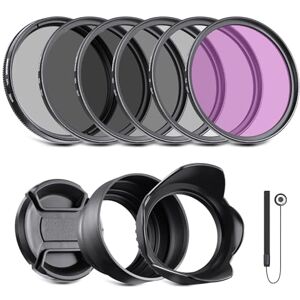 NEEWER 58mm ND Filter Kit and Lens Accessories, ND2 ND4 ND8 UV FLD CPL(Circular Polarizing) Filter Set with Lens Cap/Tulip Shaped Lens Hood NEEWER 58mm ND Filter Kit and Lens Accessories, ND2 ND4 ND8 UV FLD CPL(Circular Polarizing) Filter Set with Lens Cap/Tulip Shaped Lens Hood
