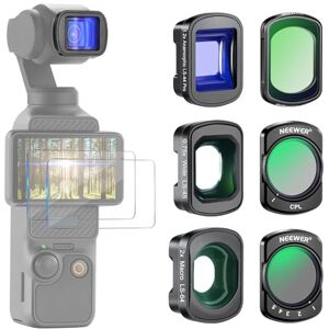 NEEWER 3 Pack ND Filter Set (Variable ND2-32, CPL, 1/4 Black Diffusion) & 0.75X Wide Angle Lens, 2X Macro Lens, 1.2X Blue Anamorphic Lens, Screen Protectors Compatible with DJI Osmo Pocket 3, FL-B28 NEEWER 3 Pack ND Filter Set (Variable ND2-32, CPL, 1/4 Black Diffusion) & 0.75X Wide Angle Lens, 2X Macro Lens, 1.2X Blue Anamorphic Lens, Screen Protectors Compatible with DJI Osmo Pocket 3, FL-B28