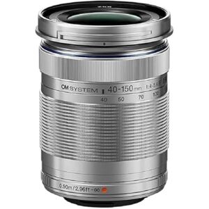 OM SYSTEM M.Zuiko Digital ED 40-150mm F4-5.6 lens, telephoto zoom, suitable for all MFT cameras (Olympus OM-D & PEN models, Panasonic G series), silver OM SYSTEM M.Zuiko Digital ED 40-150mm F4-5.6 lens, telephoto zoom, suitable for all MFT cameras (Olympus OM-D & PEN models, Panasonic G series), silver