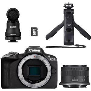 EOS R50 Mirrorless Camera Content Creator Kit - 24.2MP, APS-C,15fps Wi-Fi & Bluetooth 4K 30p Video Compact, Portable for Travel & Vlogging Includes Canon Lens, Tripod, Microphone & more