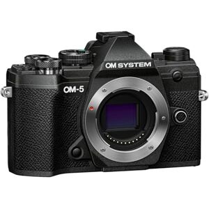 OM SYSTEM OM-5 Micro Four Thirds System Camera, 20 MP Live MOS Sensor, Improved 5-Axis Image Stabilisation, IP53, Handheld High Res Shot, Black OM SYSTEM OM-5 Micro Four Thirds System Camera, 20 MP Live MOS Sensor, Improved 5-Axis Image Stabilisation, IP53, Handheld High Res Shot, Black