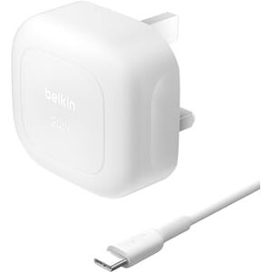 Belkin BoostCharge 20W Cubic Wall Charger, USB-C Power Delivery Fast Charging for Apple iPhone 17, Air, 16, Samsung Galaxy S25, Pixel 10, Nintendo Switch with USB-C to Type C Cable included White Belkin BoostCharge 20W Cubic Wall Charger, USB-C Power Delivery Fast Charging for Apple iPhone 17, Air, 16, Samsung Galaxy S25, Pixel 10, Nintendo Switch with USB-C to Type C Cable included White