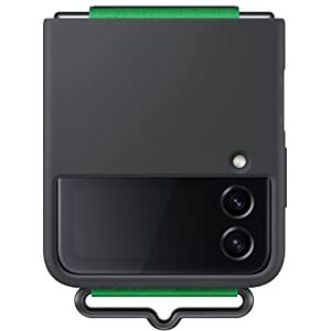 SAMSUNG Galaxy Z Flip 4 Silicone Strap Cover, Protective Phone Case with Finger Grip, Matte Finish, Soft Surface, Handheld Design, US Version, Black SAMSUNG Galaxy Z Flip 4 Silicone Strap Cover, Protective Phone Case with Finger Grip, Matte Finish, Soft Surface, Handheld Design, US Version, Black